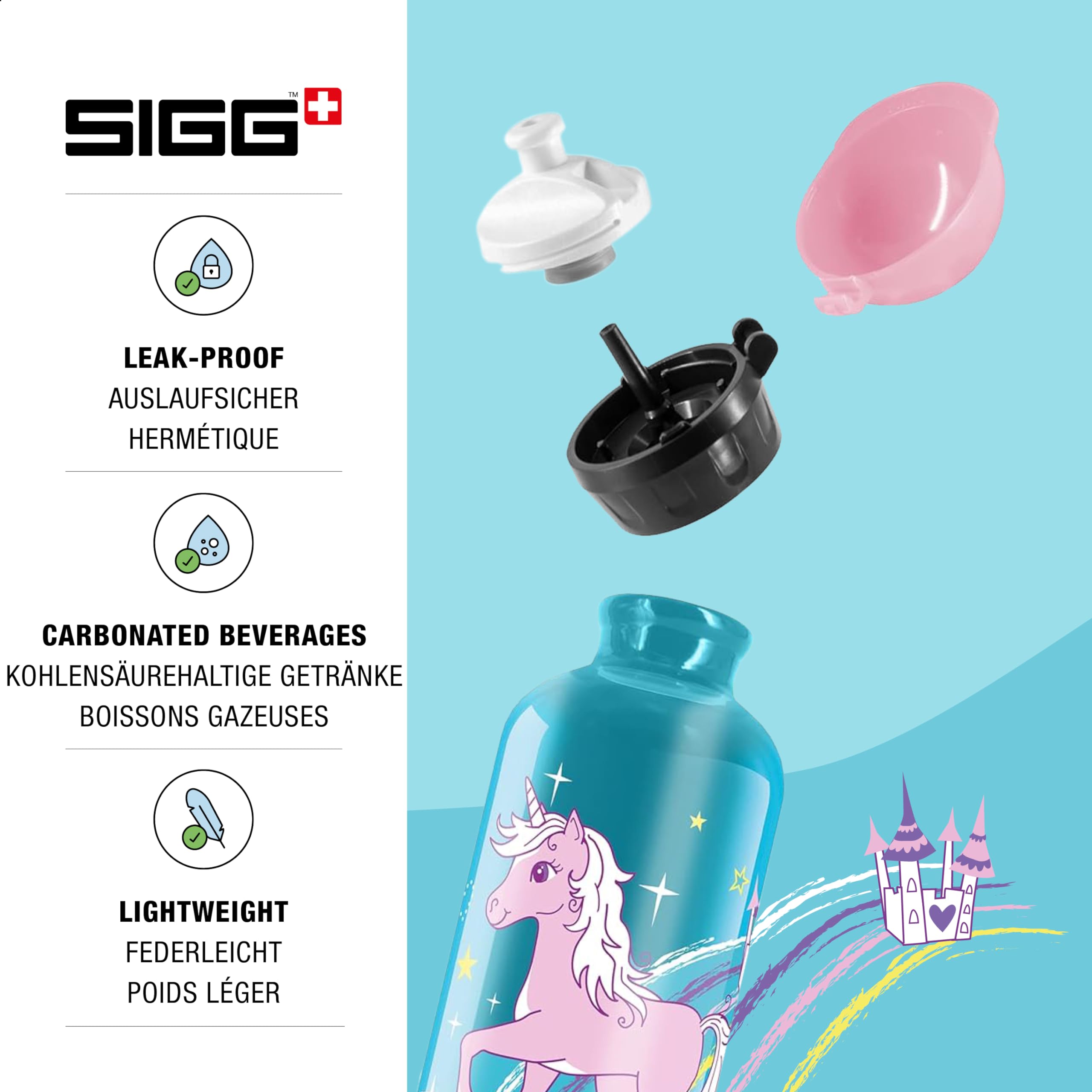 SIGG - Kids Water Bottle - Bella Unicorn - Leakproof - Lightweight - BPA Free - Aluminum - 13 Oz
